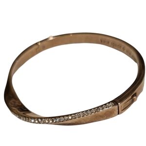 Kate Spade New York Gold Tone Twisted Bangle Crystals Bracelet
